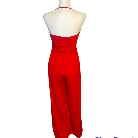 URBAN OUTFITTERS Red Wide leg Jumpsuit W/Halter Style Neckline & Side Zip Sz 2. - Picture 8 of 11